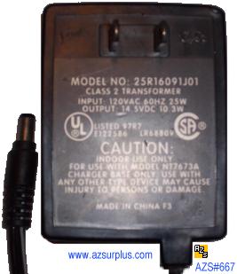 25R16091J01 AC ADAPTER 14.5V DC 10.3W CLASS 2 TRANSFORMER POWER 25R16091J01 AC ADAPTER 14.5V DC 10.3W CLASS 2 TRANSFORMER POWER