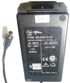 ACRO-POWER AXS48S-12 AC ADAPTER 12VDC 4A -(+) 2.5x5.5mm 100-240v