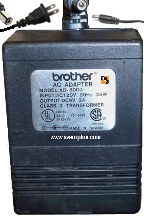 BROTHER AD-8000 AC ADAPTER 9Vdc 2A 2mm cente +ve POWER SUPPLY P-