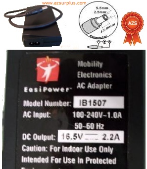 EasyPower IB1507 AC Adapter 16.5Vdc 2.2A Used Power Supply Mobil