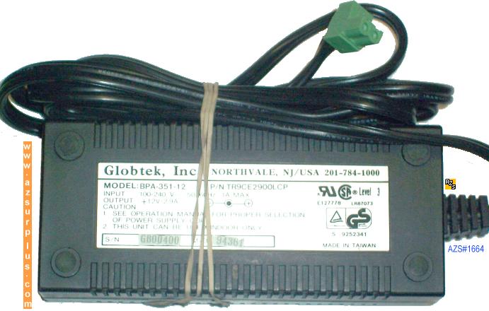 GLOBTEK INC BPA-351-12 AC DC ADAPTER 12V 29A POWER SUPPLY