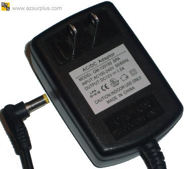 GM-120150 SPA AC ADAPTER 12VDC 1.5A -(+) 2x5.5mm Used 90° 100-24