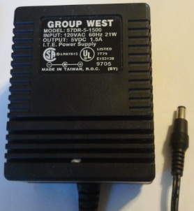GROUP WEST 57DR-5-1500 AC ADAPTER 5V DC 1.5A USED POWER SUPPLY