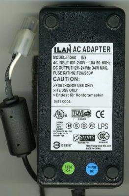 ILAN F1560(B) AC ADAPTER 12-24VDC 2A 34W POWER SUPPLY