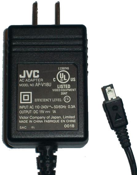 JVC AP-V18U AC DC ADAPTER 11V 1A POWER SUPPLY