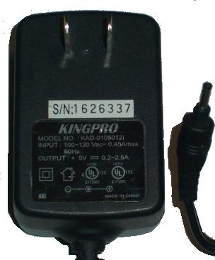 KINGPRO KAD-01050121 AC DC ADAPTER +5V 0.2A-2.5A POWER SUPPLY