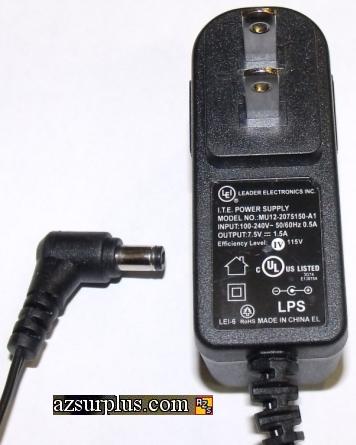 LEI MU12-2075150-A1 AC ADAPTER 7.5V 1.5A POWER SUPPLY