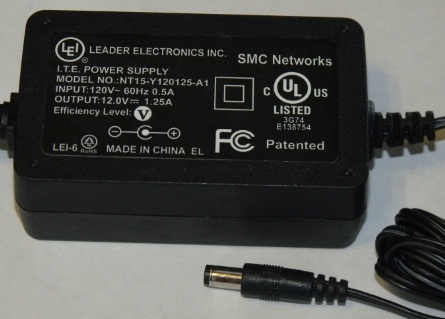 LEI NT15-Y120125-A1 AC ADAPTER 12VDC 1.25A USED 2 x 5.5 x 9.8mm