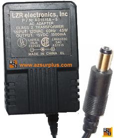 LZR AD1515A-5 AC Adapter 15Vdc 1.5A -(+)- 2x5.5mm 1500mA 45W Pow