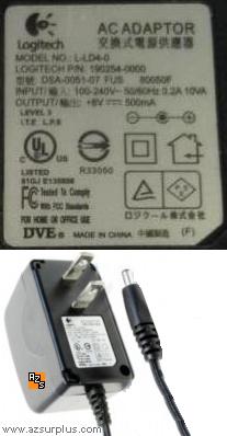 Logitech L-LD4-0 AC Adapter 8Vdc 0.5A Power Supply 190254-0000