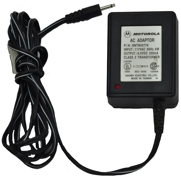 MOTOROLA NNTN4077A AC ADAPTER 6.5VDC 200mA USED -(+)- 2mm audio