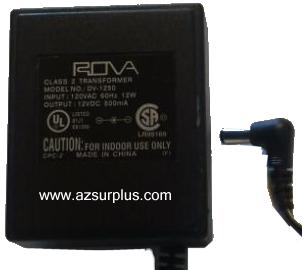 ROVA DV-1250 AC ADAPTER 12VDC 500mA USED 2 x 5.5 x 10mm