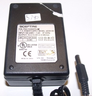 SCEPTRE PSD-1220APL6 AC ADAPTER 12Vdc 2A -(+) Used 2x5.5mm 100-2