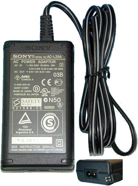 SONY AC-L25A AC Adapter 8.4VDC 1.7A 3 Pin Connector Charger AC-L