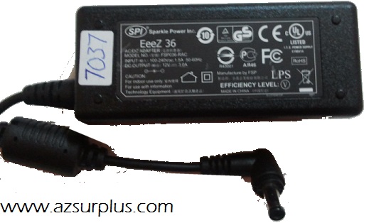 SPI SP036-RAC AC ADAPTER 12VDC 3A Used 1.8x4.8mm 90 -(+)- 100-2