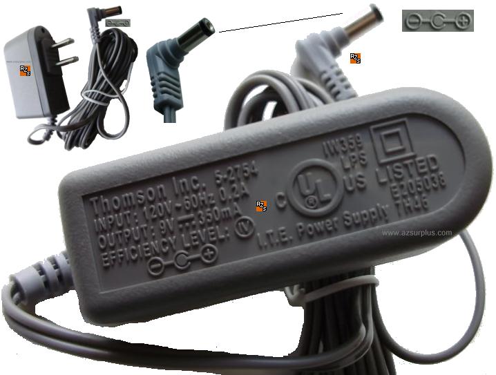 THOMSON 5-2754 AC ADAPTER 9VDC 350mA 7.5W ITE CLASS 2 POWER SUPP