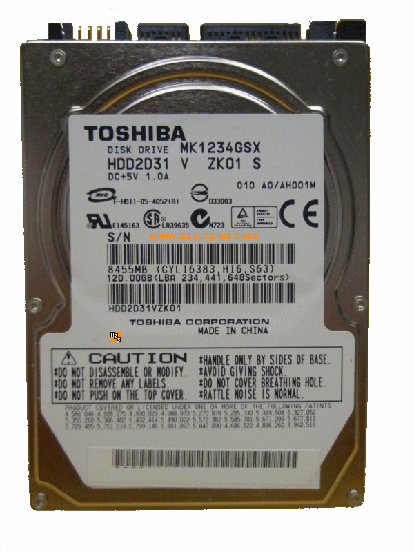 Toshiba MK1234GSX 120GB 2.5 inch SATA Hard DISK drive USED worki