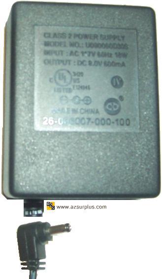 Vtech U090060D30S AC ADAPTER 9VDC 0.6A -(+) 1.2x3.5mm Used 120va