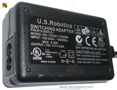 U.S. ROBOTICS TESA1-150080 AC ADAPTER 15VDC 0.8A POWER Supply Sw