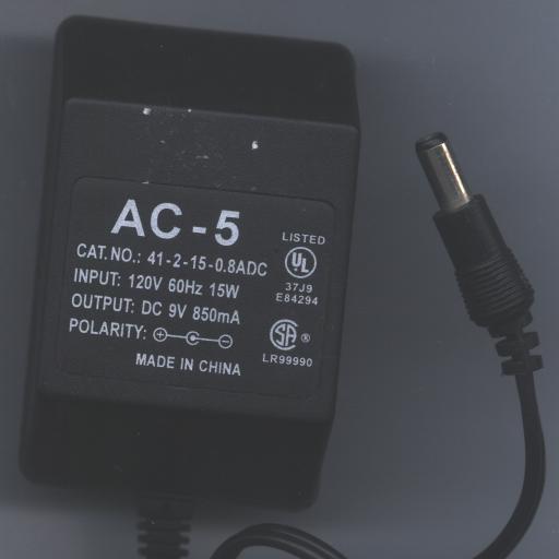 AC-5 41-2-15-0.8ADC AC ADAPTER 9Vdc 850 mA +(-)+ 2x5.5mm 120vac