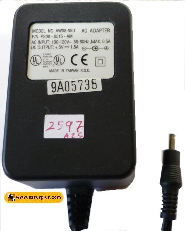 AW08-05U AC ADAPTER 5VDC 1.5A Switching Adaptor POWER SUPPLY