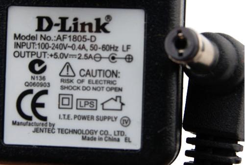 D-Link AF1805-A AC ADAPTER 5VDC 2.5A -(+) 2x5.5mm 90° 120vac Jen