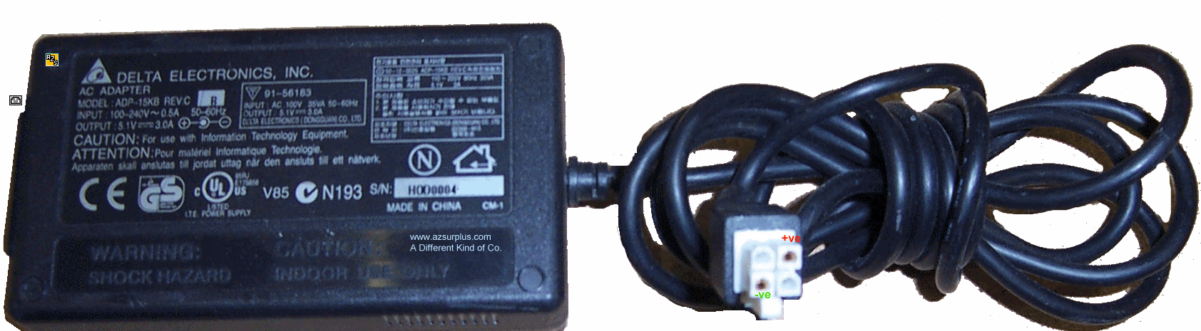 DELTA ADP-15KB 4 Pin Molex AC ADAPTER 5.1V DC 3.0A Network Switc