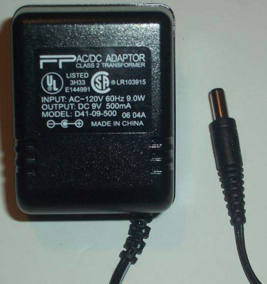 FP D41-09-500 AC ADAPTER 9VDC 500mA POWER SUPPLY