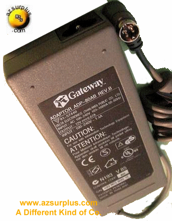GATEWAY ADP-80AB AC Adapter 12V 6.67A 4Pin 10mm 91-57440 Power S