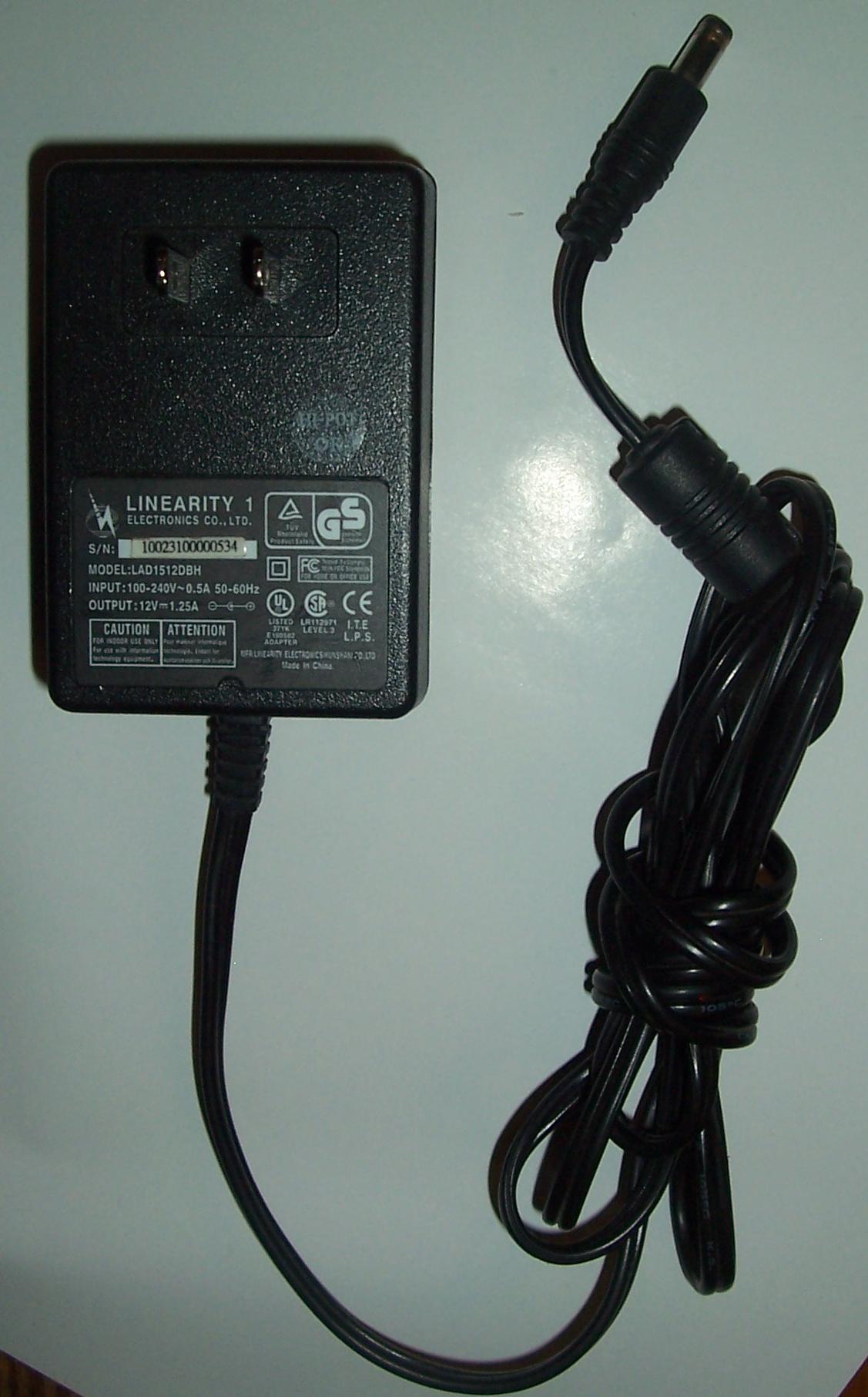 LINEARITY ELECTRONICS LAD1512DBH AC ADAPTER 12Vdc 1.25A POWER SU