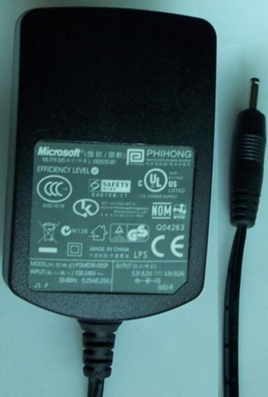 MICROSOFT PSM03R-055P AC Adapter 5.2 VDC 0.5A X809335-001 POWER