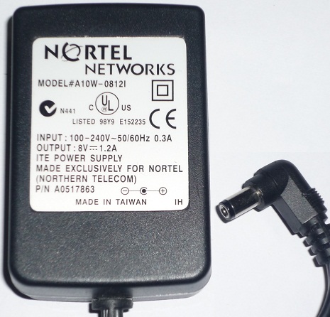 NORTEL A10W-0812I AC 8VDC 1,2A POWER SUPPLY Voice Mail sys