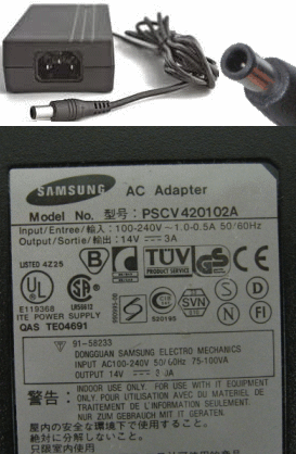 SAMSUNG PSCV420102A AC ADAPTER 14VDC 3A POWER SUPPLY