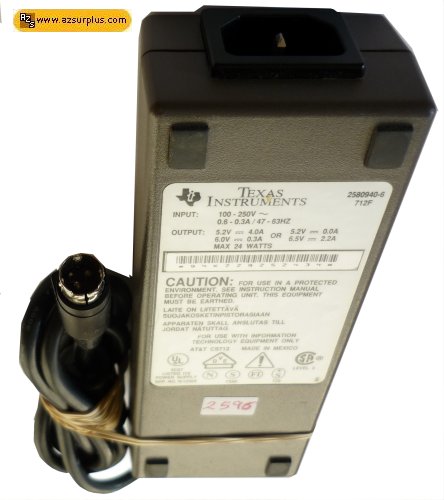 TEXAS INSTRUMENTS 2580940-6 AC Adapter 5.2VDC 4A 6VDC 300mA 1