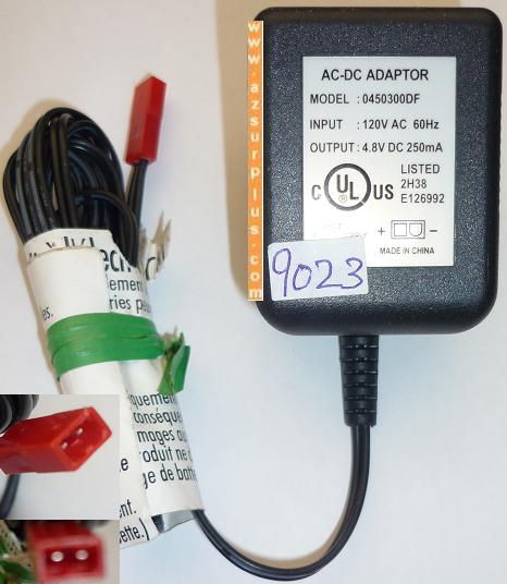 0450500DF AC ADAPTER 4.8VDC 250mA USED 2PIN CLASS 2 POWER SUPPLY