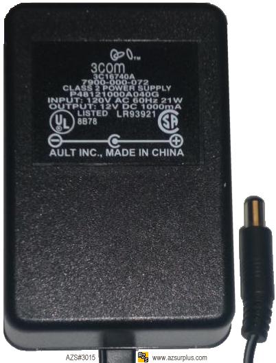 3COM 3C16740A AC ADAPTER 12VDC 1000mA used -(+)- 2.5x5.5mm P4812
