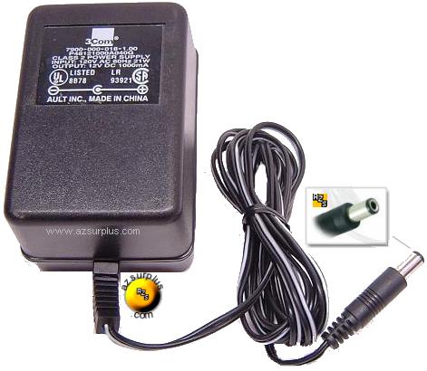 3Com P48121000A040G AC ADAPTER USED 12VDC -(+) 2.5x5.5mm ROUND B