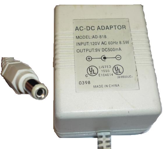 AD-818 AC DC ADAPTER 9VDC 500mA SPEAKERS POWER SUPPLY