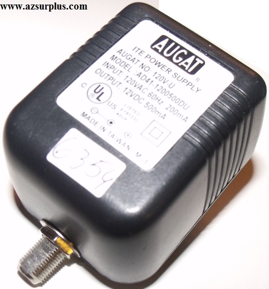 AUGAT AD41-1200500DU AC ADAPTER 12VDC 500mA USED -(+) RF PIN ITE