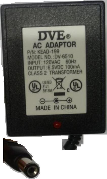 DVE DV-6510 AC Adapter 6.5VDC 100mA Motorola SX700 SX710 2-way R