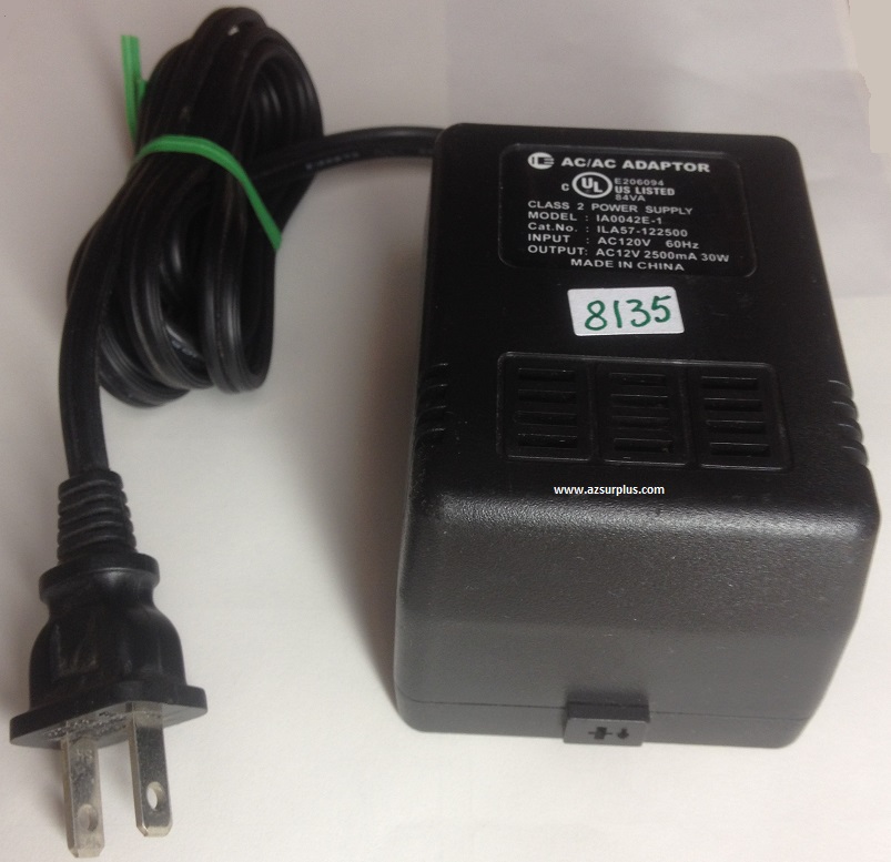IEC 1A0042E-1 AC ADAPTER 12VAC 2.5A Used 2PIN DIN ~[ o | ]~ 120V