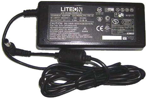 LITE-ON PA-1700-02 AC ADAPTER 19VDC 3.42A USED 2x5.5mm 90 DEGR