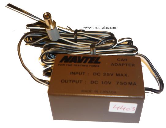 NAVTEL Car DC ADAPTER 10VDC 750mA POWER SUPPLY for Testing Times