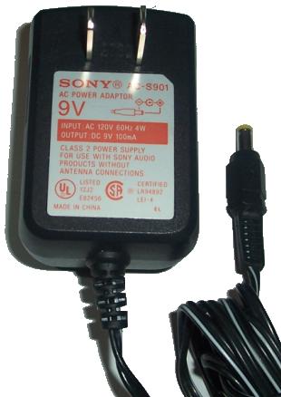 SONY AC-S901 AC ADAPTER 9Vdc 100mA -(+)- 1.7x4.8mm 120vac used 4