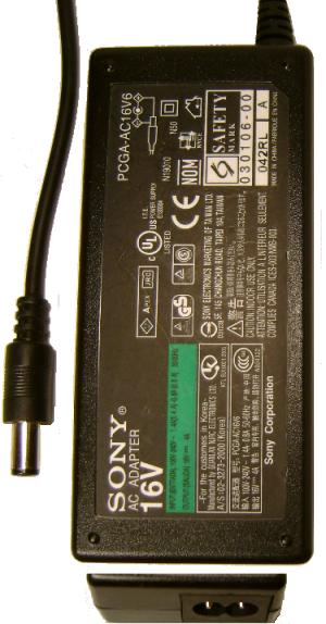 Sony PCGA-AC16V6 AC Adapter 16VDC 4A -(+) 3x6.5mm POWER SUPPLY f