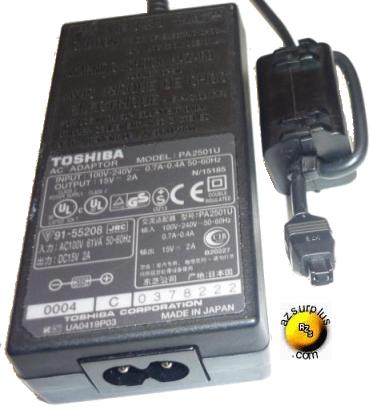 TOSHIBA PA2501U AC ADAPTER 15V 2A 30W LAPTOP POWER SUPPLY