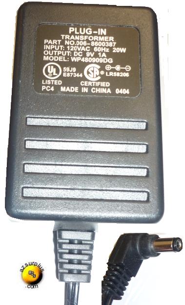 WP480909DG AC ADAPTER 9VDC 1A NCR 7892 BARCODE SCANNER PLUG IN