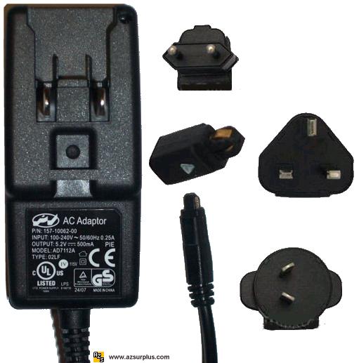 AD7112A AC ADAPTER 5.2Vdc 0.5A SWITCHING POWER SUPPLY FOR PALM