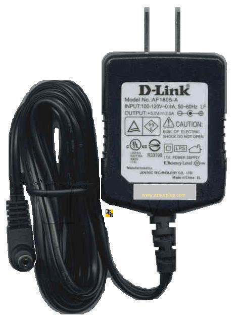 D-Link AF1805-A AC ADAPTER 5VDC 2.5A -(+) 2x5.5mm 90° 120vac Jen