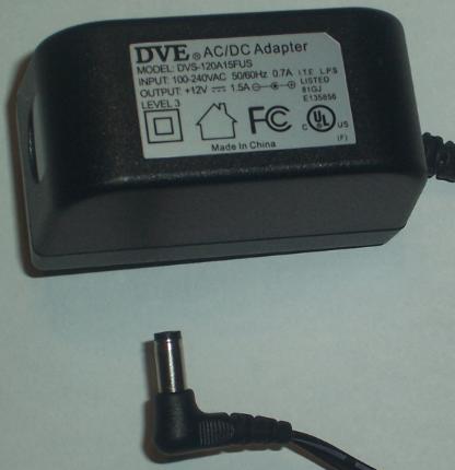 DVE DVS-120A15FUS AC ADAPTER 12Vdc 1.5A -(+) 2x5.5mm 100-240vac